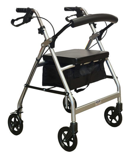 Aluminium 6″ Wheels Seat Walker Rollator
