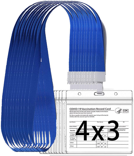 Clear Vinyl Card Protector 4X3 Inch Immunization Record Vaccine Card Holder With Lenyard