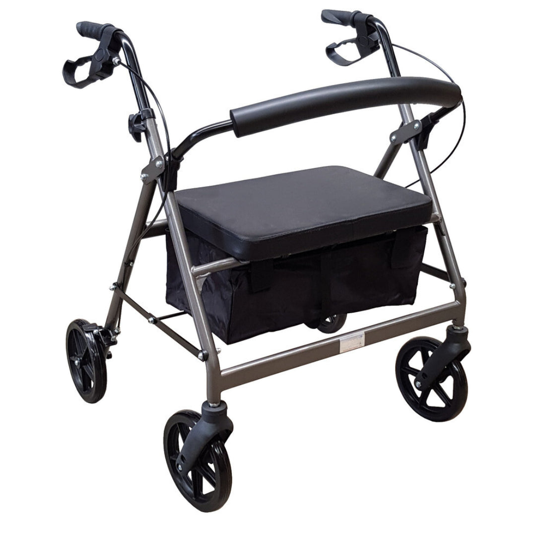 180kg Heavy Duty Extra Wide 8" Wheels Steel Walker Rollator