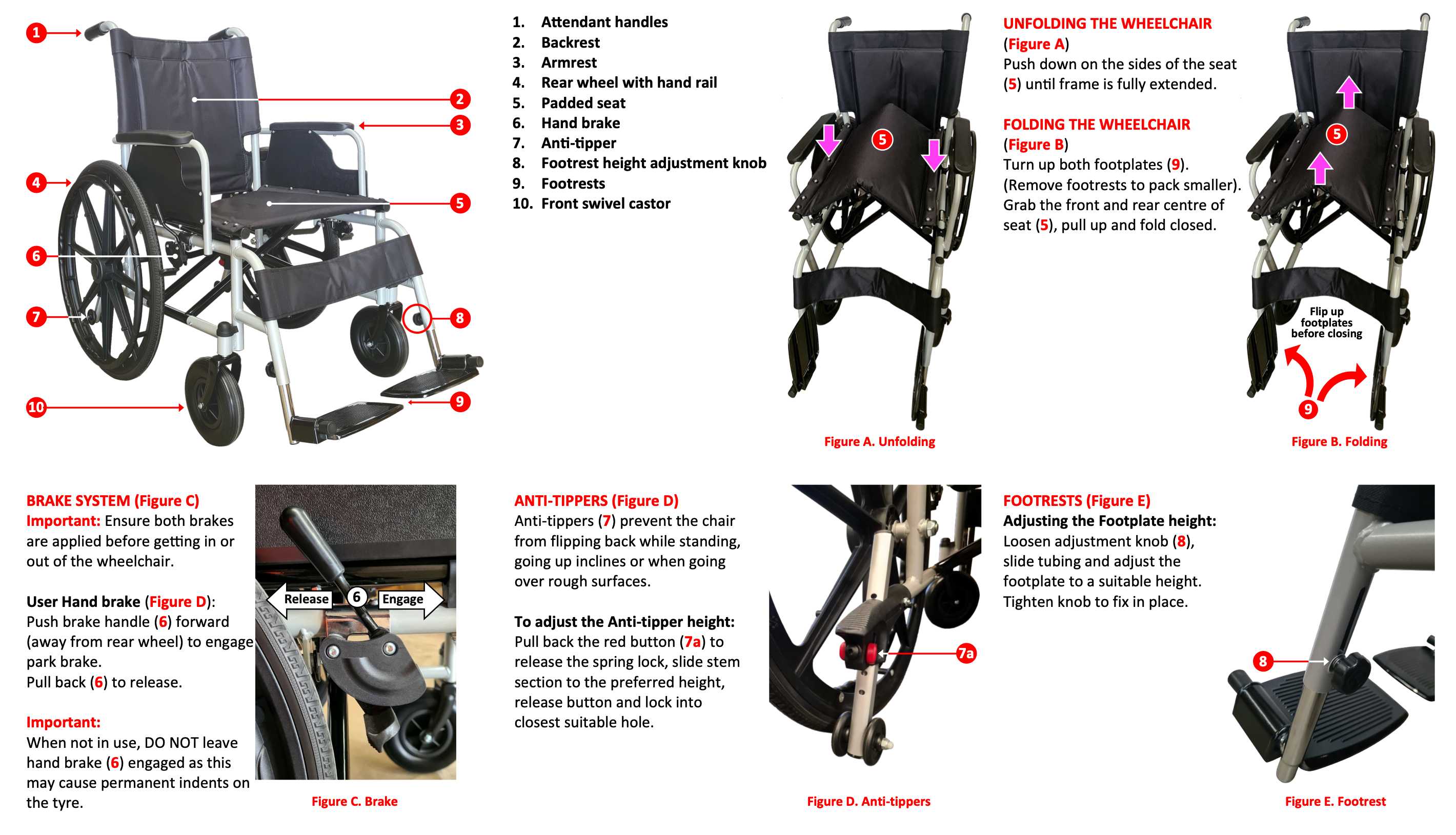 180Kg PowderCoated Steel Frame Heavy Duty Bariatric Wheelchair 51CM