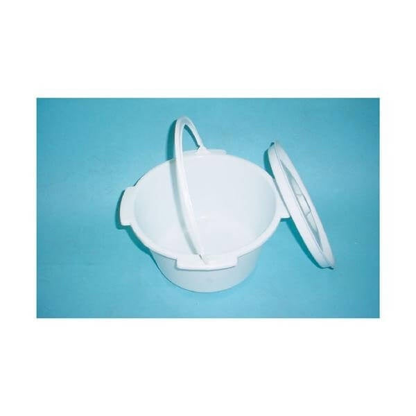 Commode Pan and Lid White, Commode Pan with Lid & Handle