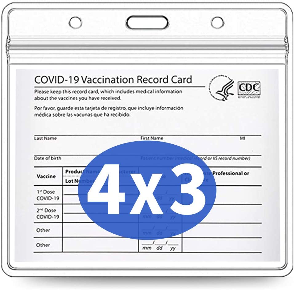 Clear Vinyl Card Protector 4X3 Inch Immunization Record Vaccine Card Holder With Lenyard