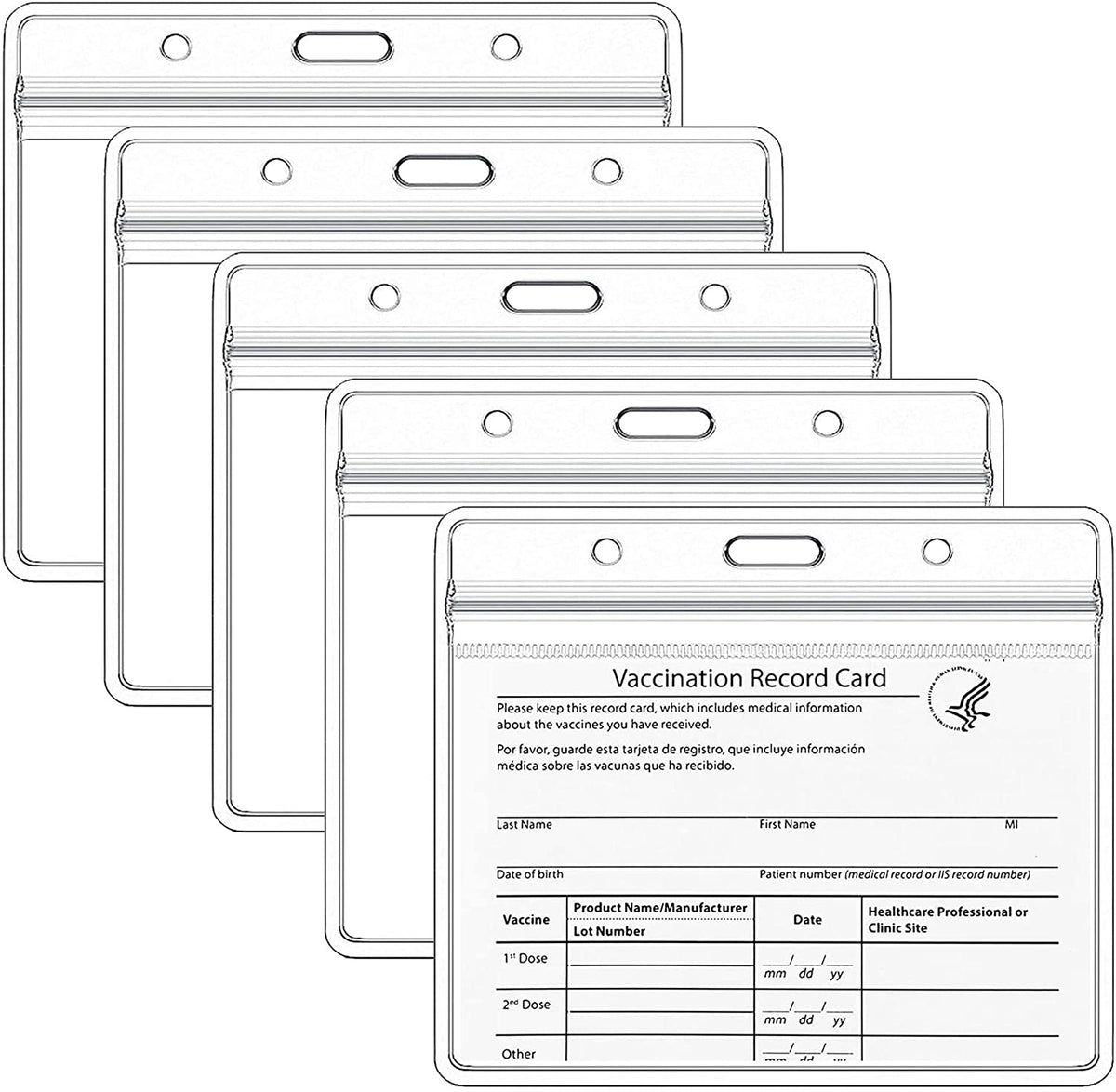 Clear Vinyl Card Protector 4X3 Inch Immunization Record Vaccine Card Holder With Lenyard