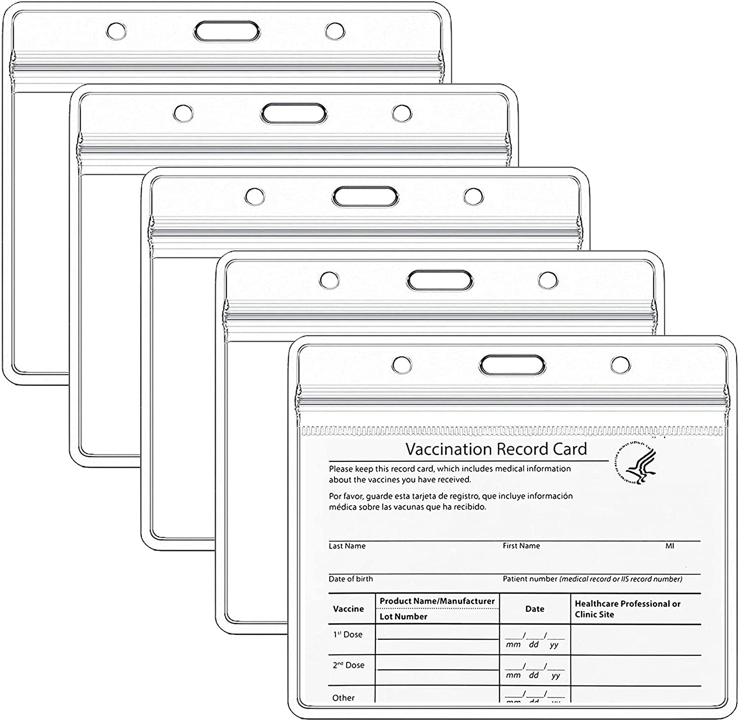 Clear Vinyl Card Protector 4X3 Inch Immunization Record Vaccine Card Holder With Lenyard