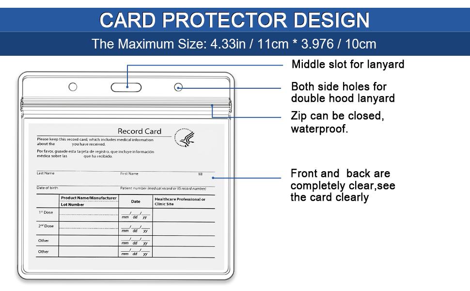 CDC Vaccination Card Protector, 4 X 3" Immunization Record Vaccine Card Holder, Plastic Clear ID Card Holder Name Tags Badge Holders Media 1 of 15