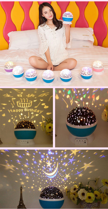 Sky Projector Star Moon Galaxy Night Light Rotate Lamp For Kids Room