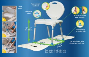 AquaSense Adjustable Bath Shower Stool Seat with Back