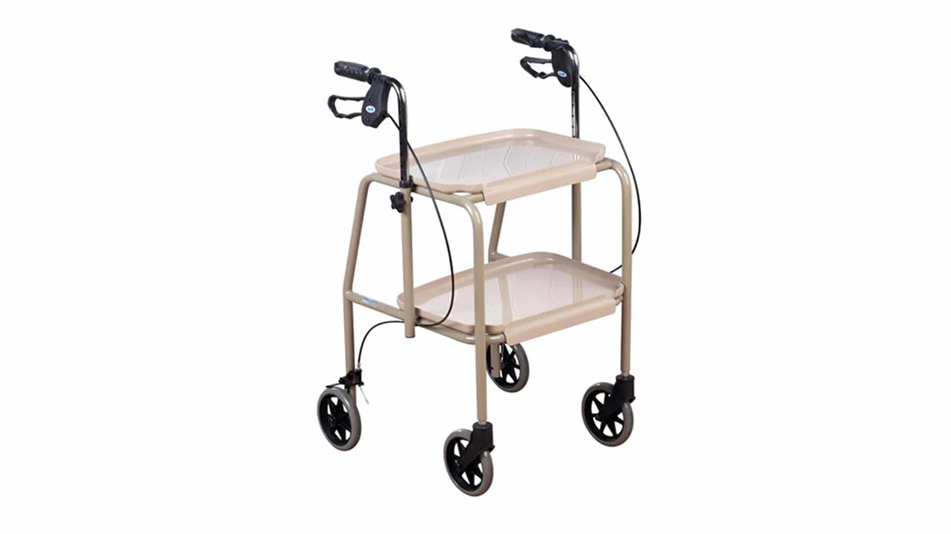 Adjustable Height Meal Tray Walker Trolley with Handbrakes  