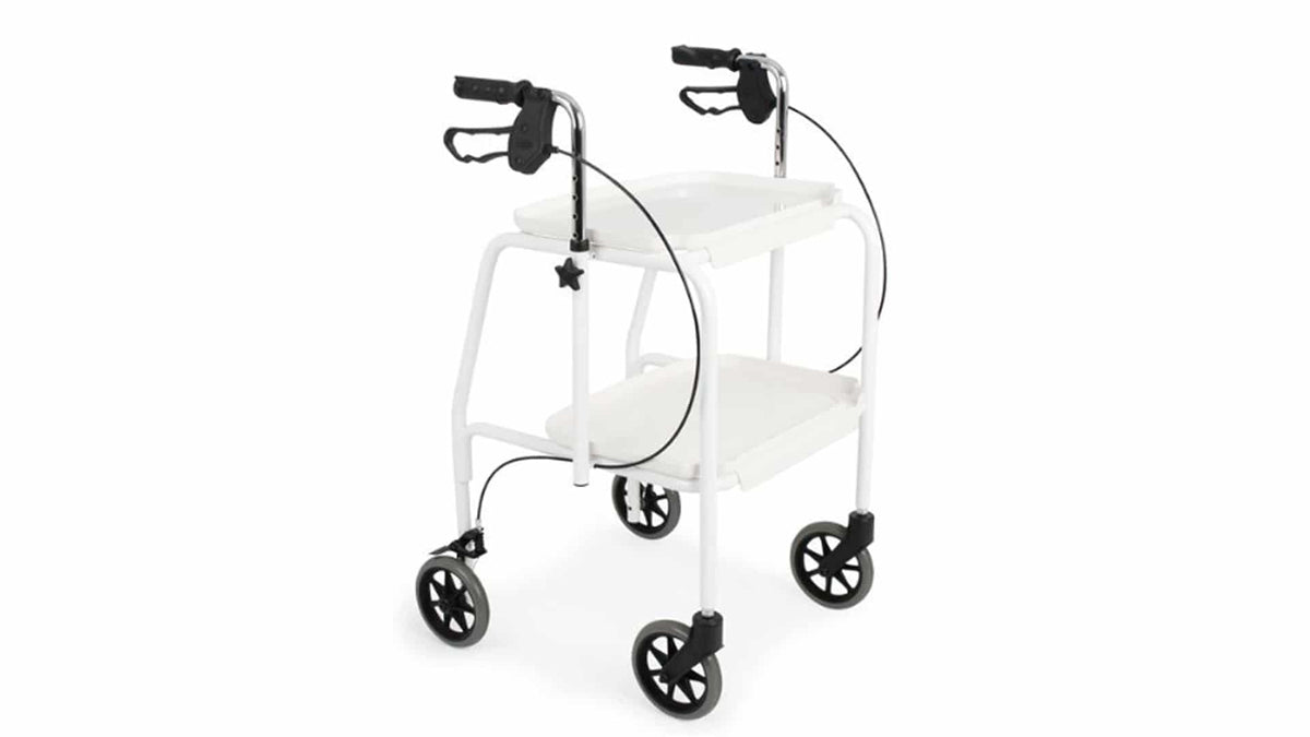 Adjustable Height Meal Tray Walker Trolley with Handbrakes  