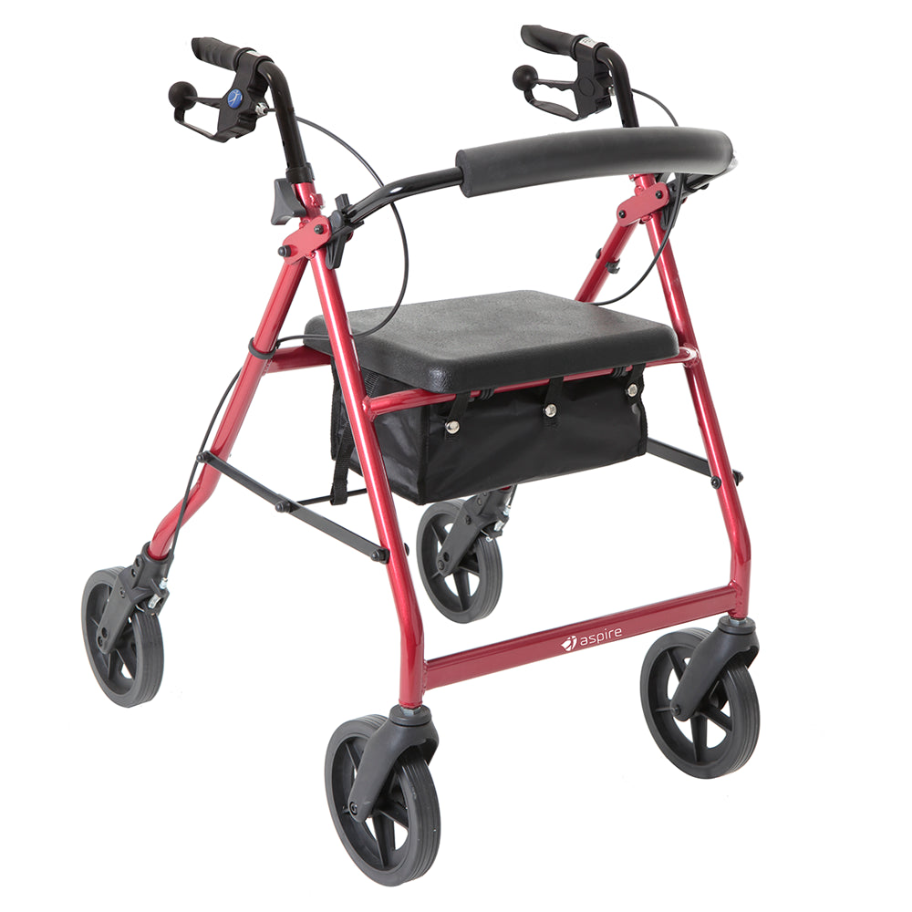 Deluxe Aluminium Four Wheels Seat Walker Rollator