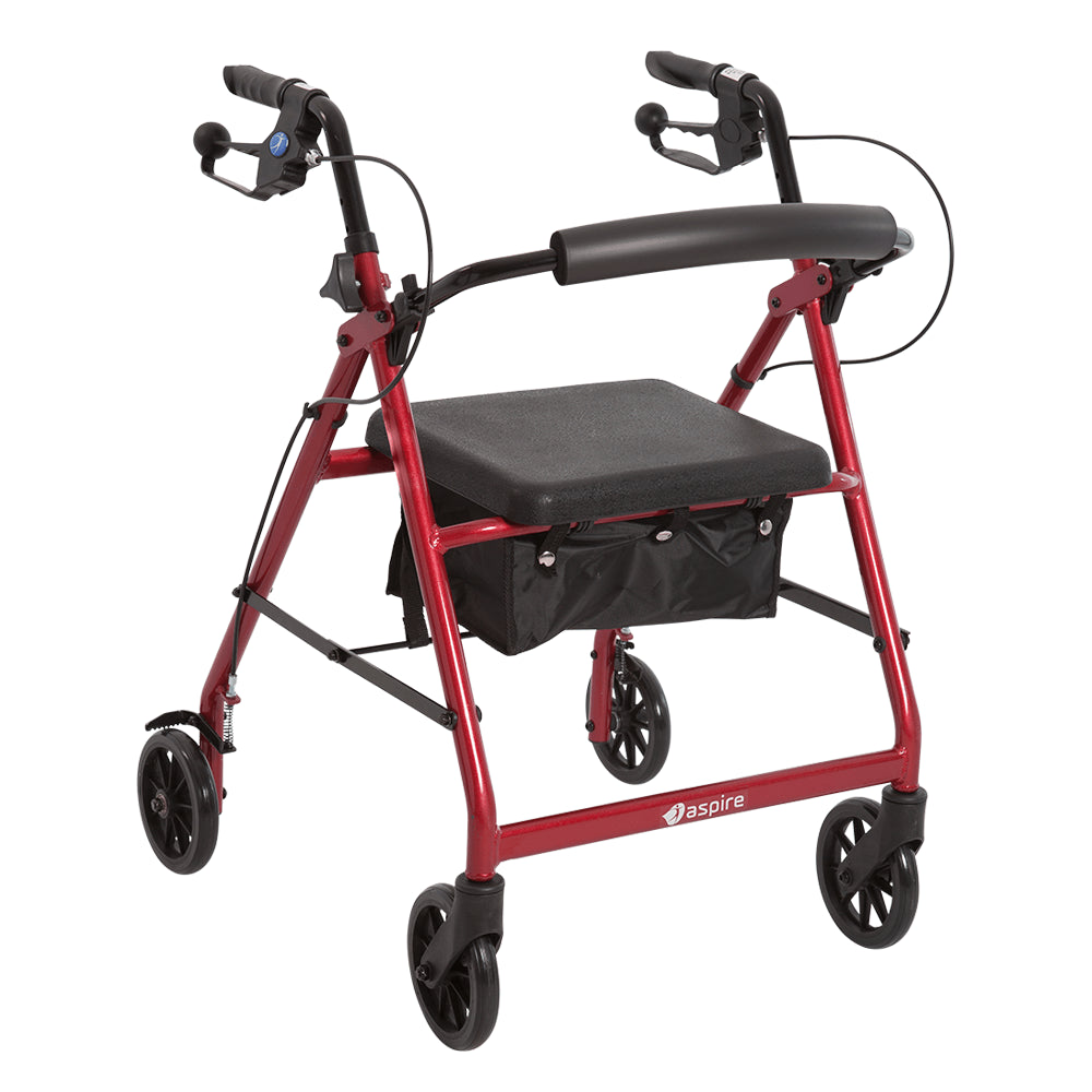 Aluminium 6″ Wheels Seat Walker Rollator - Emobility Shop