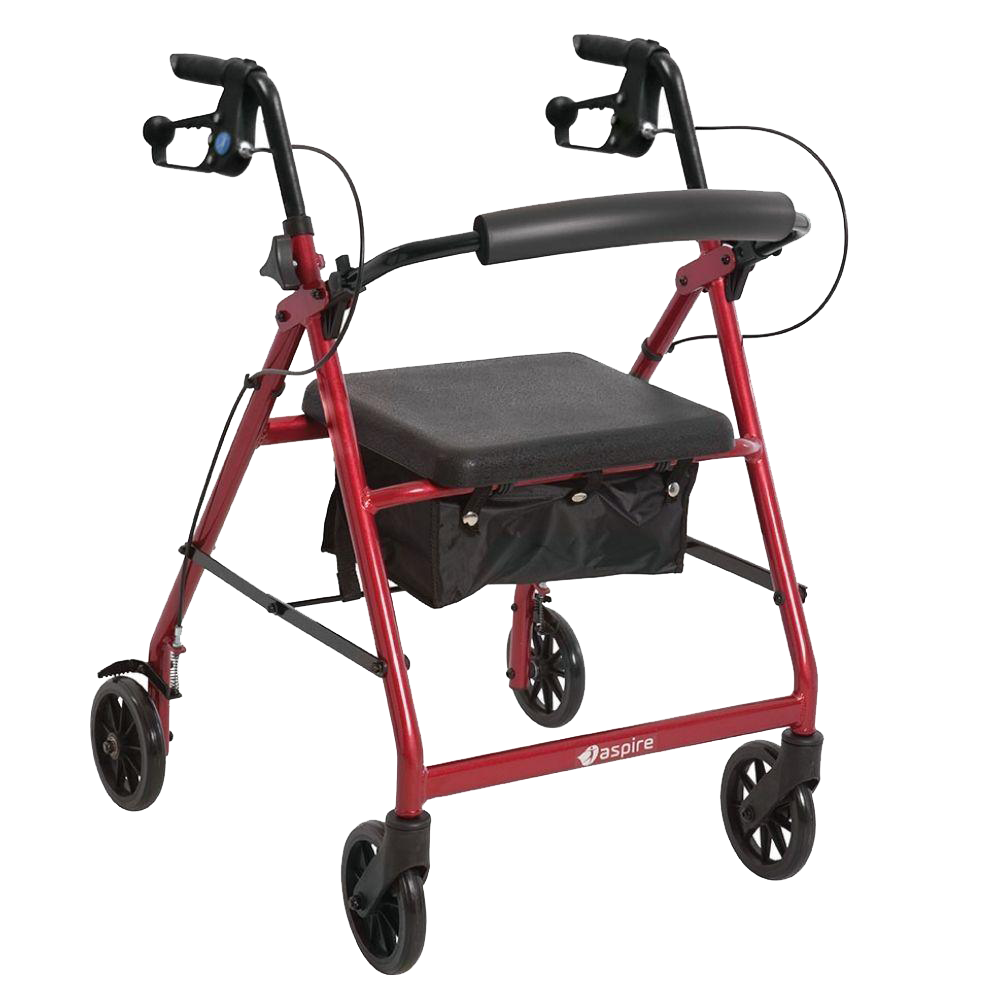 Aluminium 6″ Wheels Seat Walker Rollator - Emobility Shop