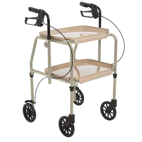 Adjustable Height Meal Tray Walker Trolley with Handbrakes  