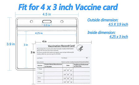 Clear Vinyl Card Protector 4X3 Inch Immunization Record Vaccine Card Holder With Lenyard