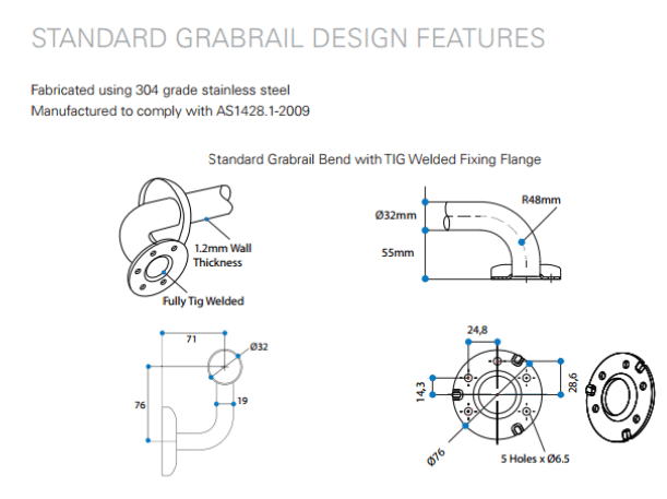 Satin Stainless Steel Grab Rail - Emobility ShopSatin Stainless Steel Grab Rail Power Coated Almond Ivory