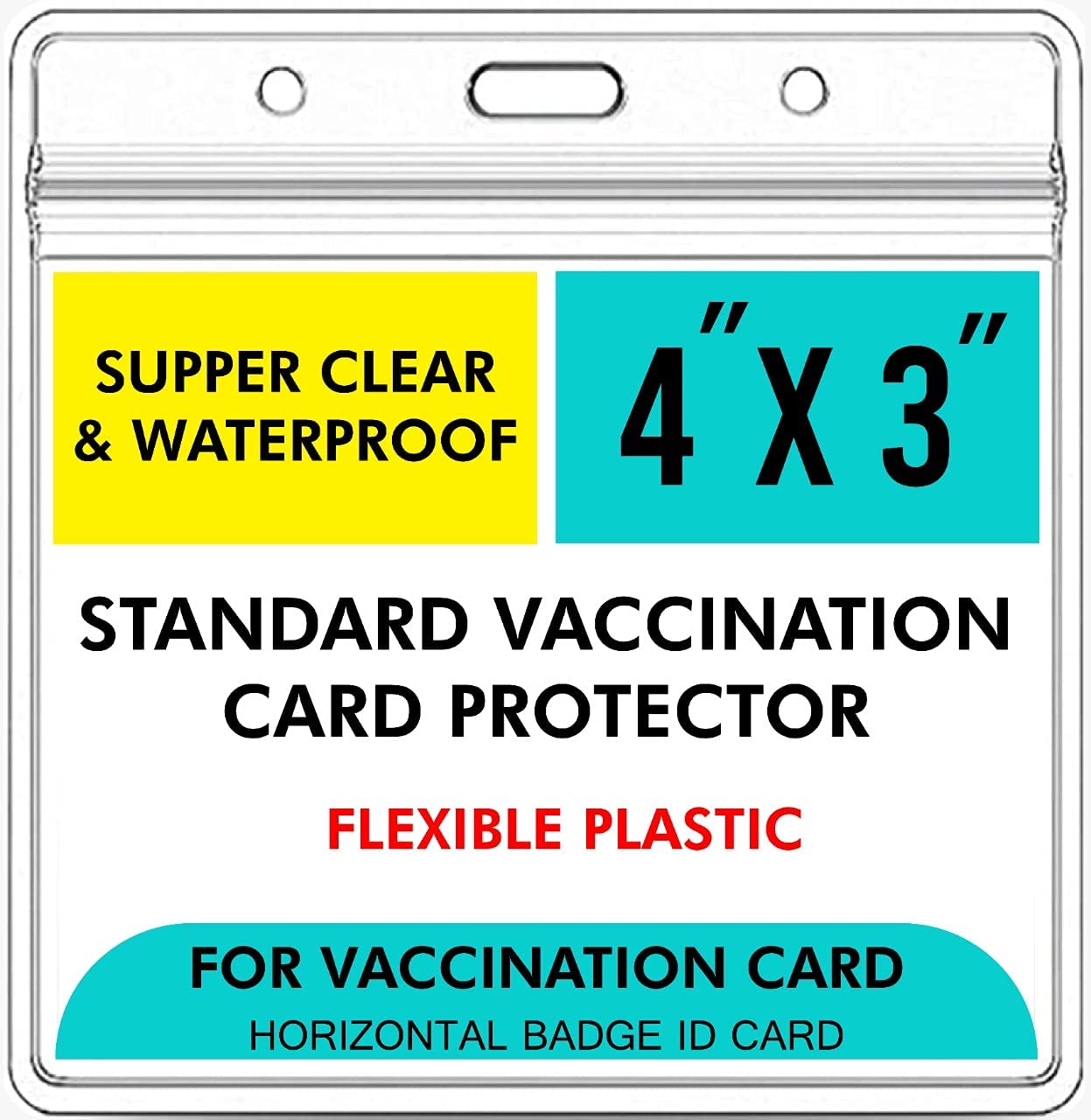 Vaccine Card Protector & Holder (2 Pack + 2 Lanyard, 4 x 3 in) Vaccination Card Protector 4x3 Immunization ID Card Name Badge Holder Waterproof with