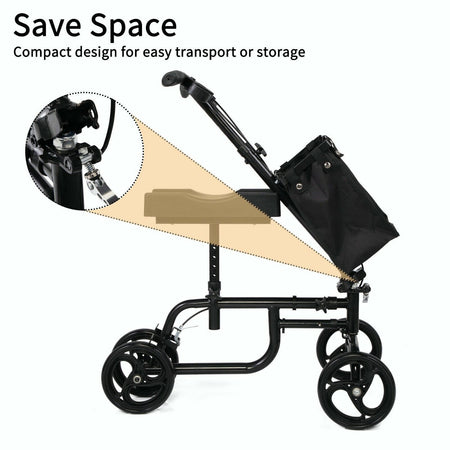 Foldable Knee Walker Scooter With Black Basket