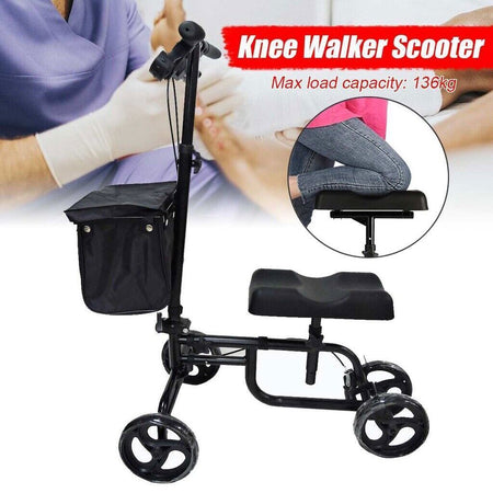 Foldable Knee Walker Scooter With Black Basket