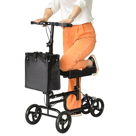 Foldable Knee Walker Scooter With Black Basket